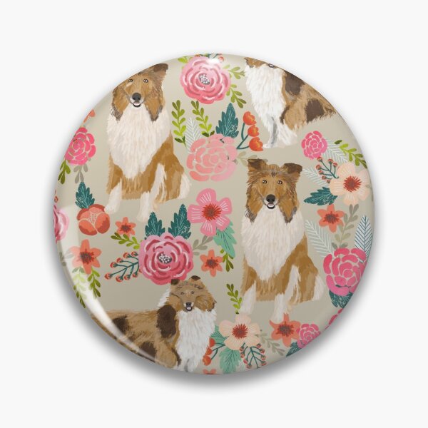 Item preview, rough collie dog floral - vintage florals, floral pet, cute dog, collie, collie dog designed and sold by PetFriendly.