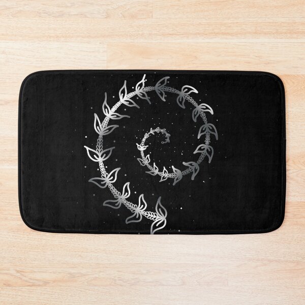 Item preview, A Metallic Silver Look Spiral of Leaves on Black Background designed and sold by Karen McFarland.