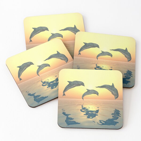 Item preview, Jumping dolphins at sunset designed and sold by MIRO3D.