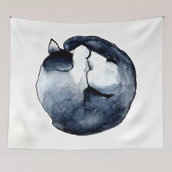 Item preview, Sleeping Cat Ink Drawing designed and sold by katy hawk.