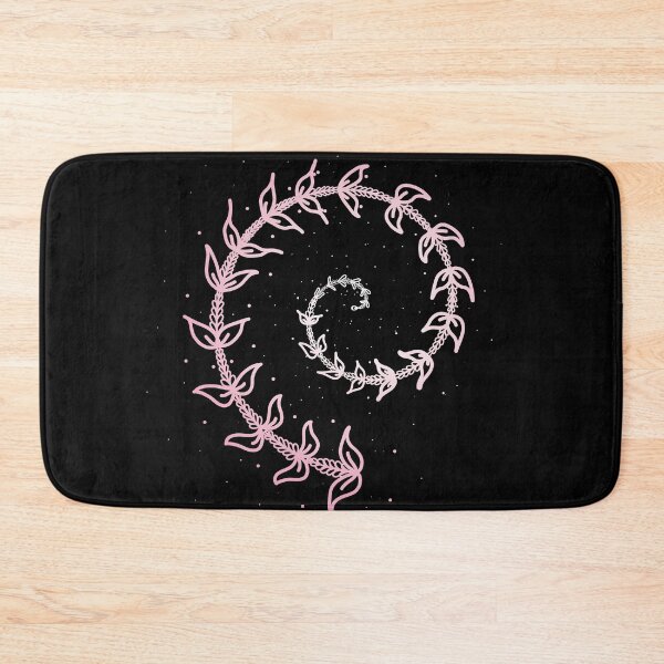 Item preview, A Pretty Pale Pink Spiral of Leaves on Black Background designed and sold by Karen McFarland.