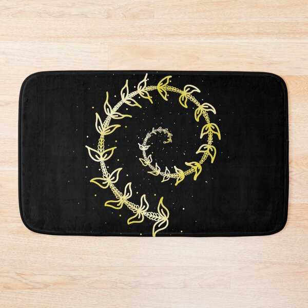 Item preview, A Bright Golden Yellow Spiral of Leaves on Black Background designed and sold by Karen McFarland.