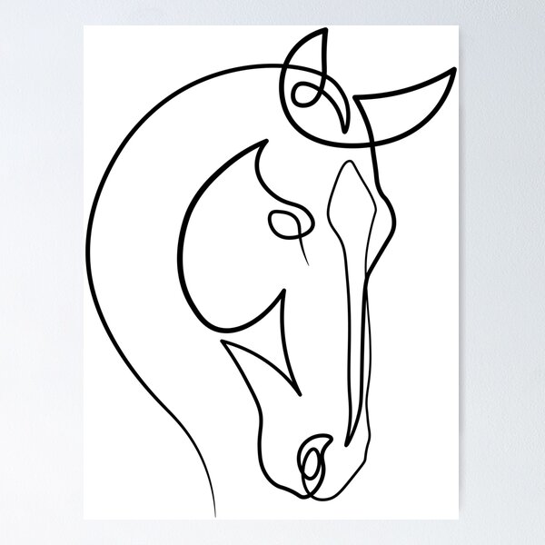 Line art horse front face | Sticker