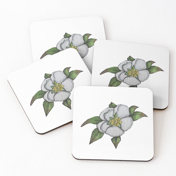 Item preview, White flower on white background vintage watercolor. designed and sold by Littlemoliart.