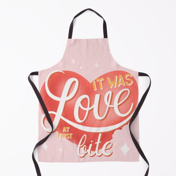 Item preview, It was love at first bite. Colorful poster design illustration with big heart. Bite marks and hand lettering typography and decorative elements designed and sold by BlueLela.