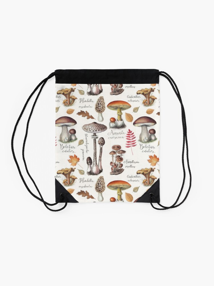 Alternate view of Botanical Mushrooms Drawstring Bag