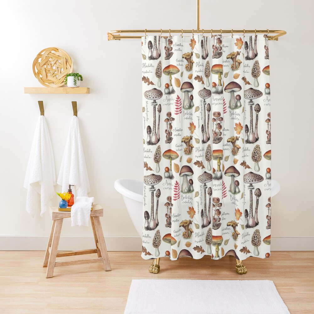 Disover Botanical Mushrooms | Shower Curtain
