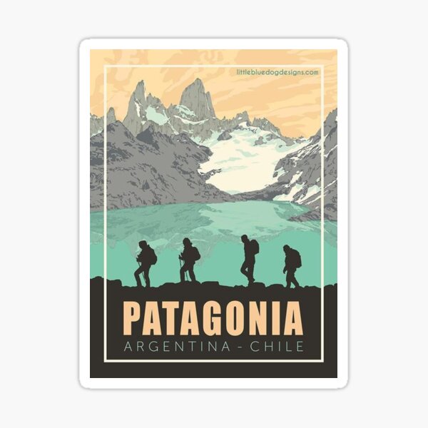 Vintage, Zeichnung, dekorativ, Argentinien, Chile, Patagonien, die Anden Sticker