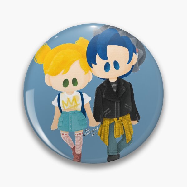 Blonde Girl and Raven Boy in School Pin