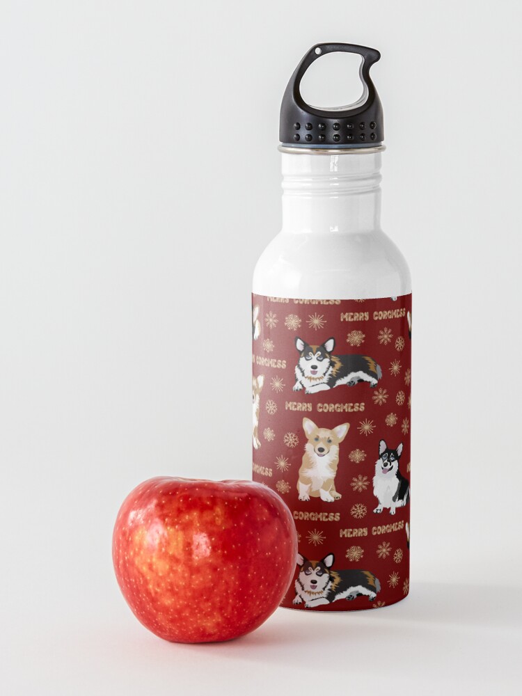 Alternate view of Merry Corgmess - red Water Bottle