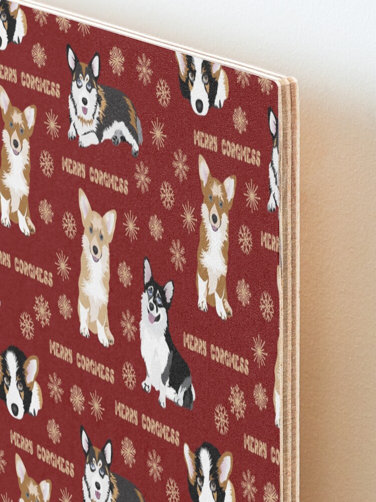 Alternate view of Merry Corgmess - red Mounted Print