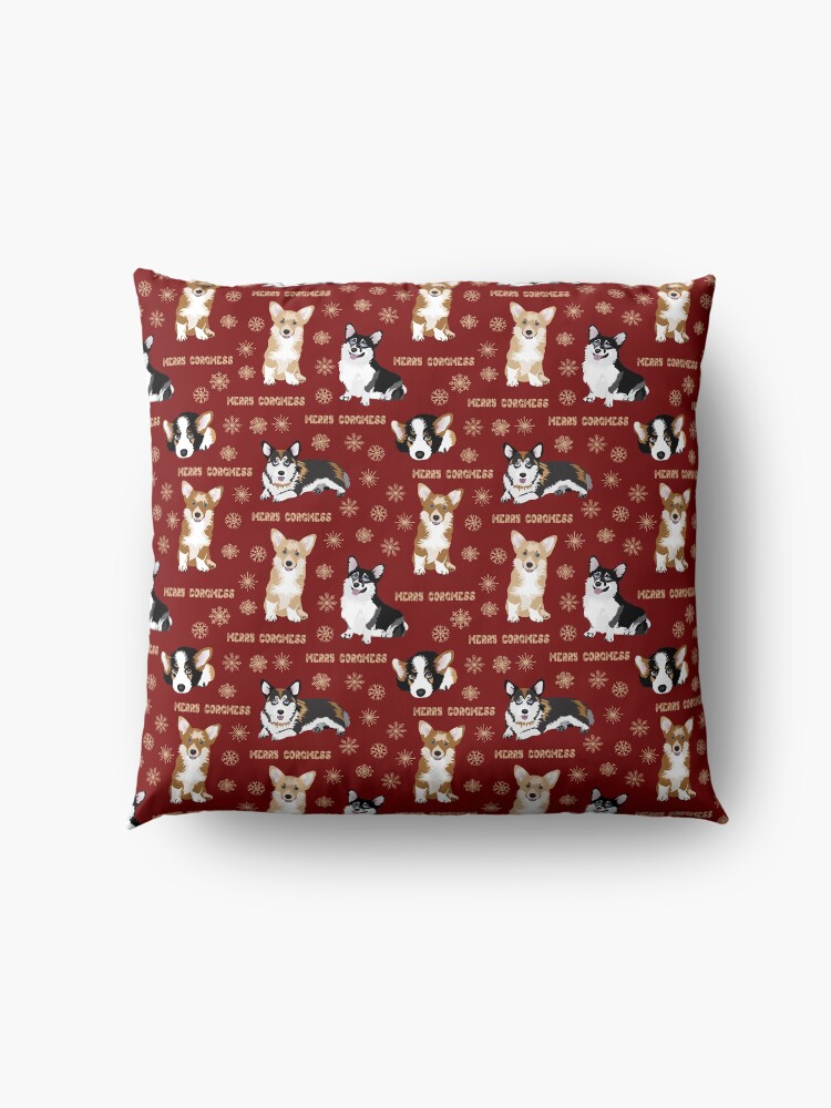 Alternate view of Merry Corgmess - red Floor Pillow