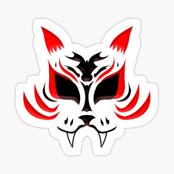 Kitsune Face - Red Sticker