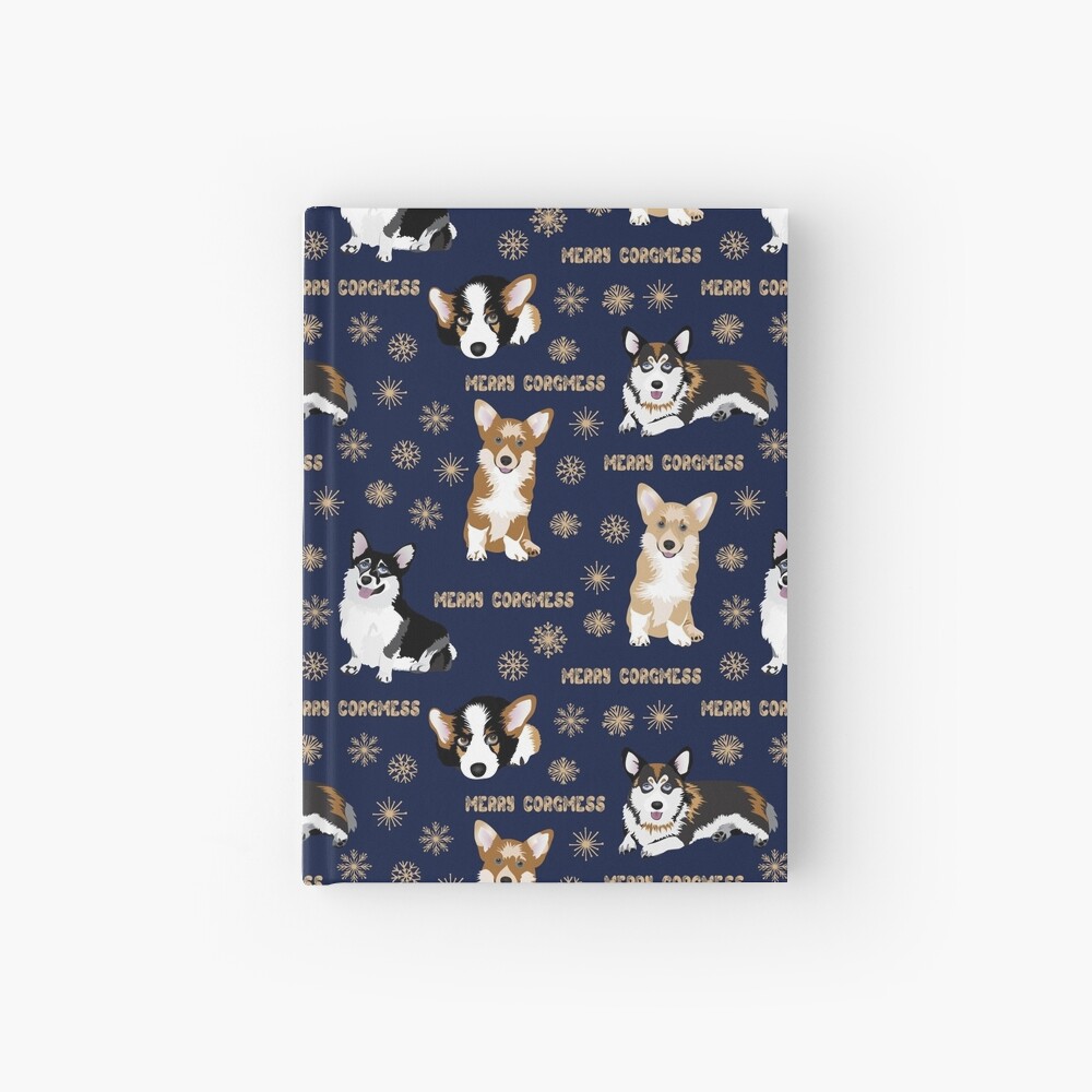 Merry Corgmess - blue Hardcover Journal