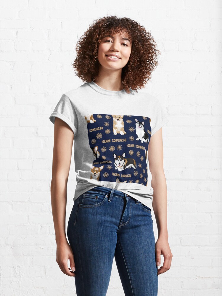 Alternate view of Merry Corgmess - blue Classic T-Shirt