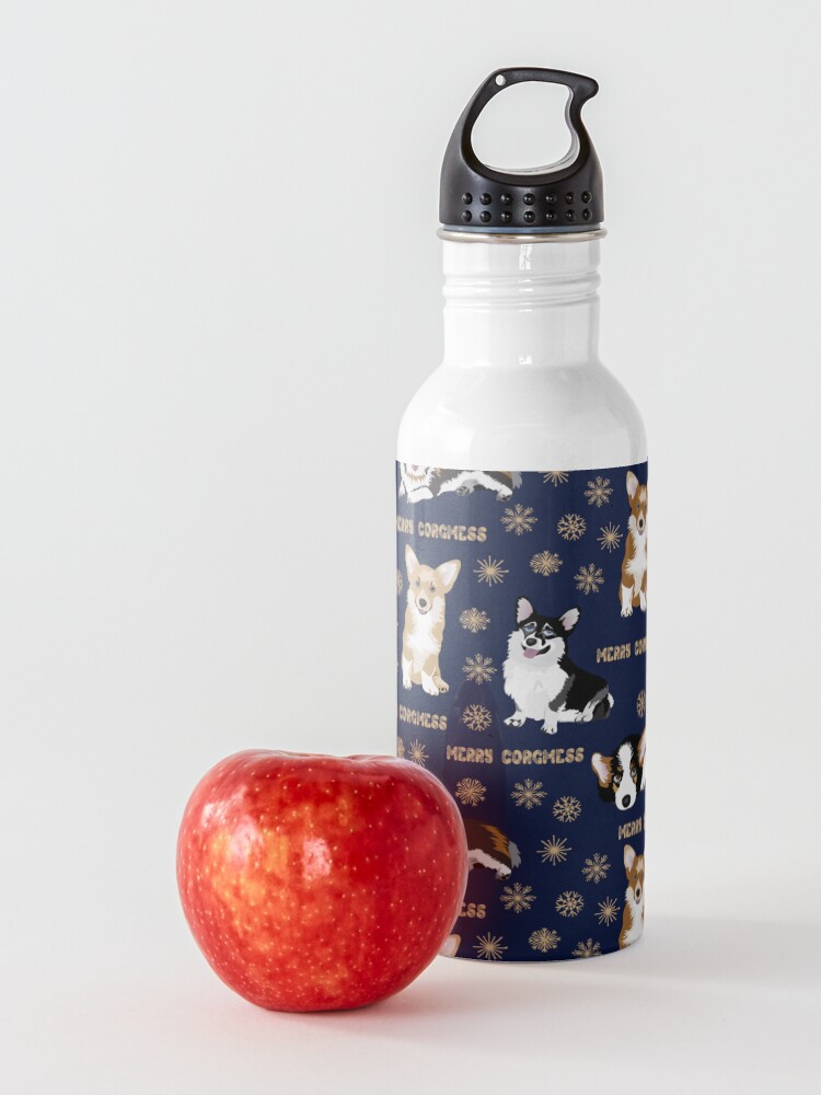 Alternate view of Merry Corgmess - blue Water Bottle