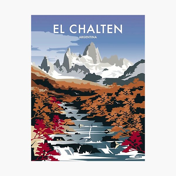 vintage, drawing, decorative, argentina, el chalten, santa cruz, patagonia argentina, southern argentina. Photographic Print