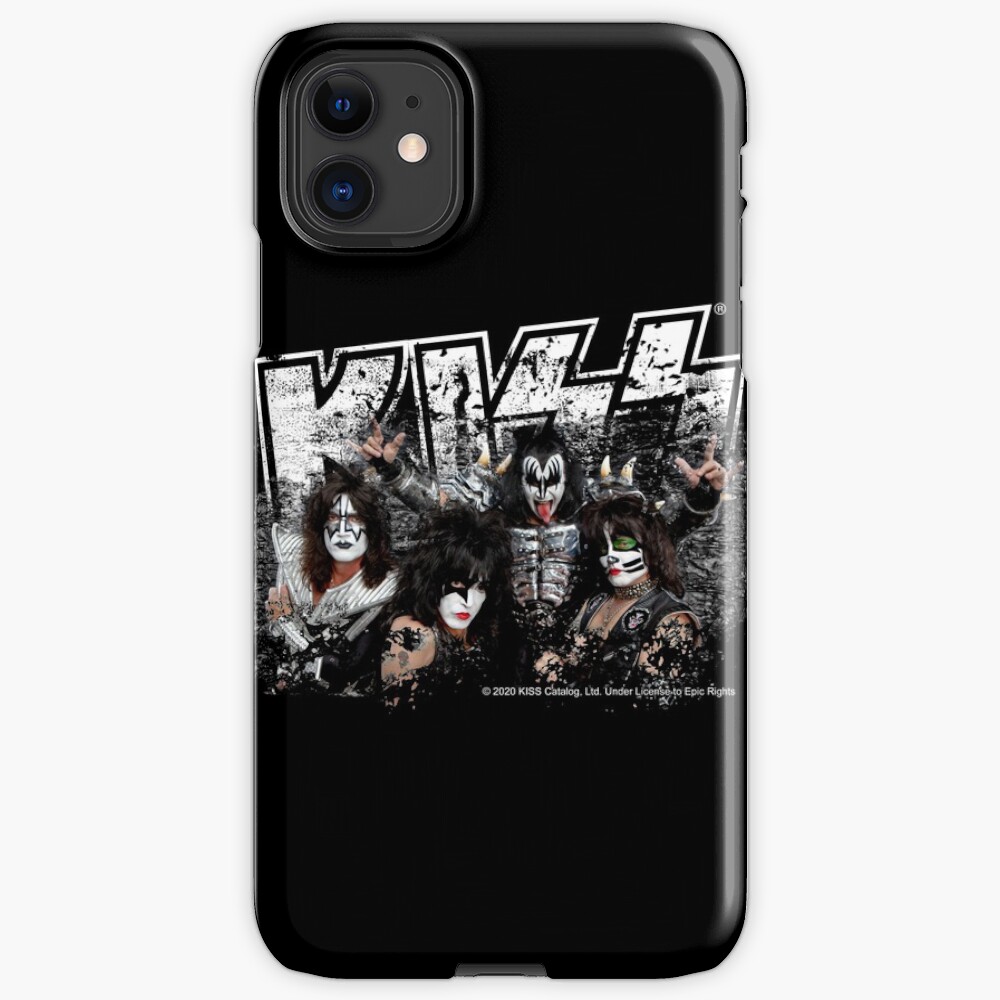 KISS rock music band - Black White Effect Logo and All Membersk music band iPhone Case & Cover