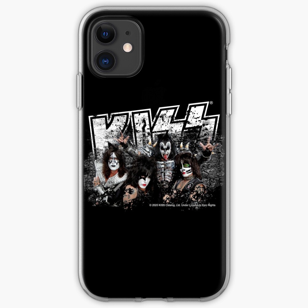 KISS rock music band - Black White Effect Logo and All Membersk music band iPhone Case & Cover