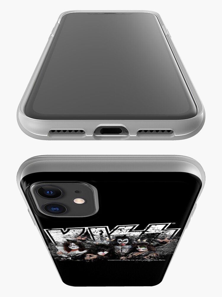 Alternate view of KISS rock music band - Black White Effect Logo and All Membersk music band iPhone Case & Cover