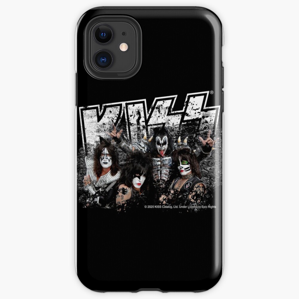 KISS rock music band - Black White Effect Logo and All Membersk music band iPhone Case & Cover