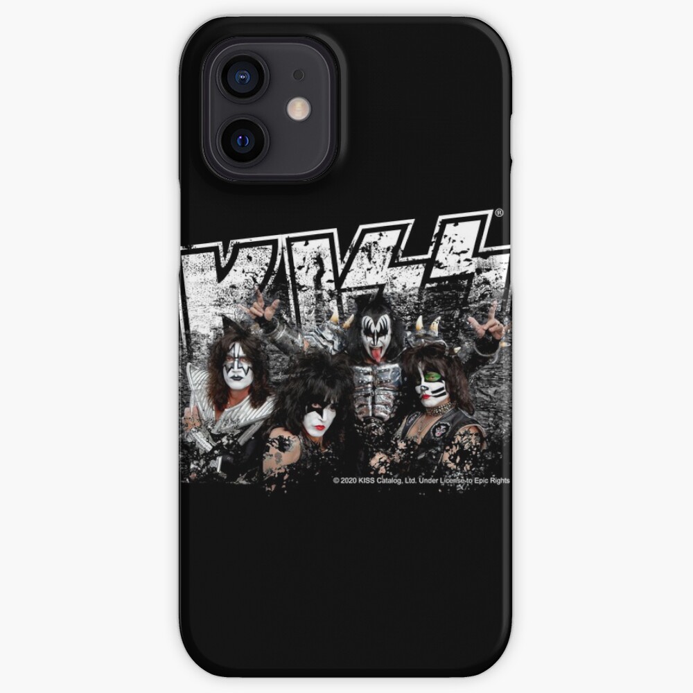 KISS rock music band - Black White Effect Logo and All Membersk music band iPhone Case & Cover