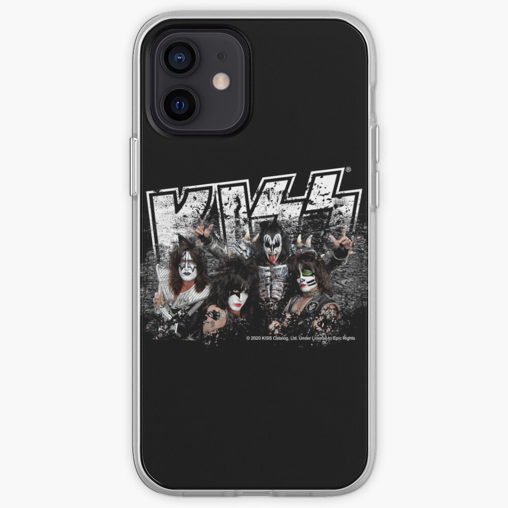 KISS rock music band - Black White Effect Logo and All Membersk music band iPhone Case & Cover