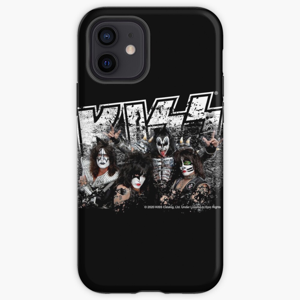 KISS rock music band - Black White Effect Logo and All Membersk music band iPhone Case & Cover