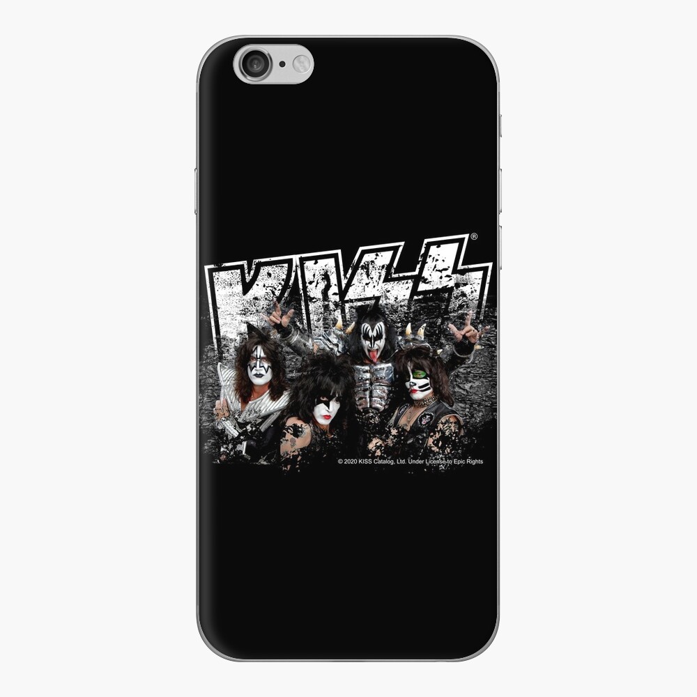 KISS rock music band - Black White Effect Logo and All Membersk music band iPhone Skin