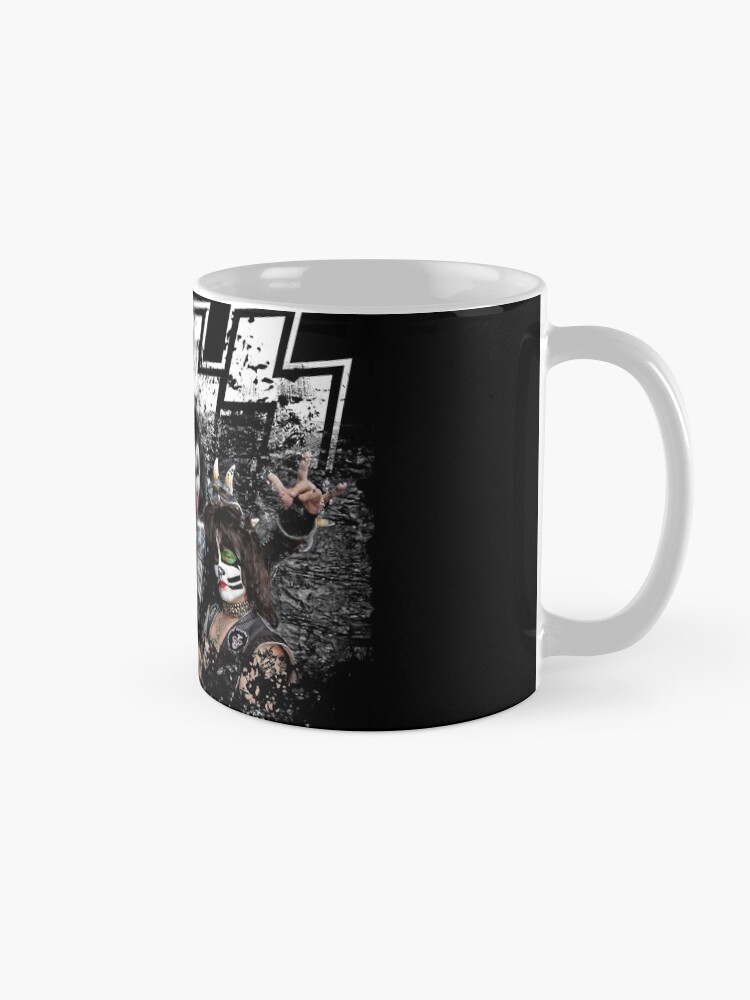 Alternate view of KISS rock music band - Black White Effect Logo and All Membersk music band Mug