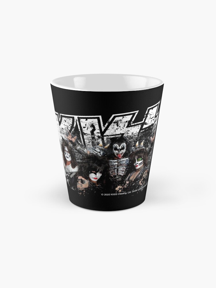 Alternate view of KISS rock music band - Black White Effect Logo and All Membersk music band Mug