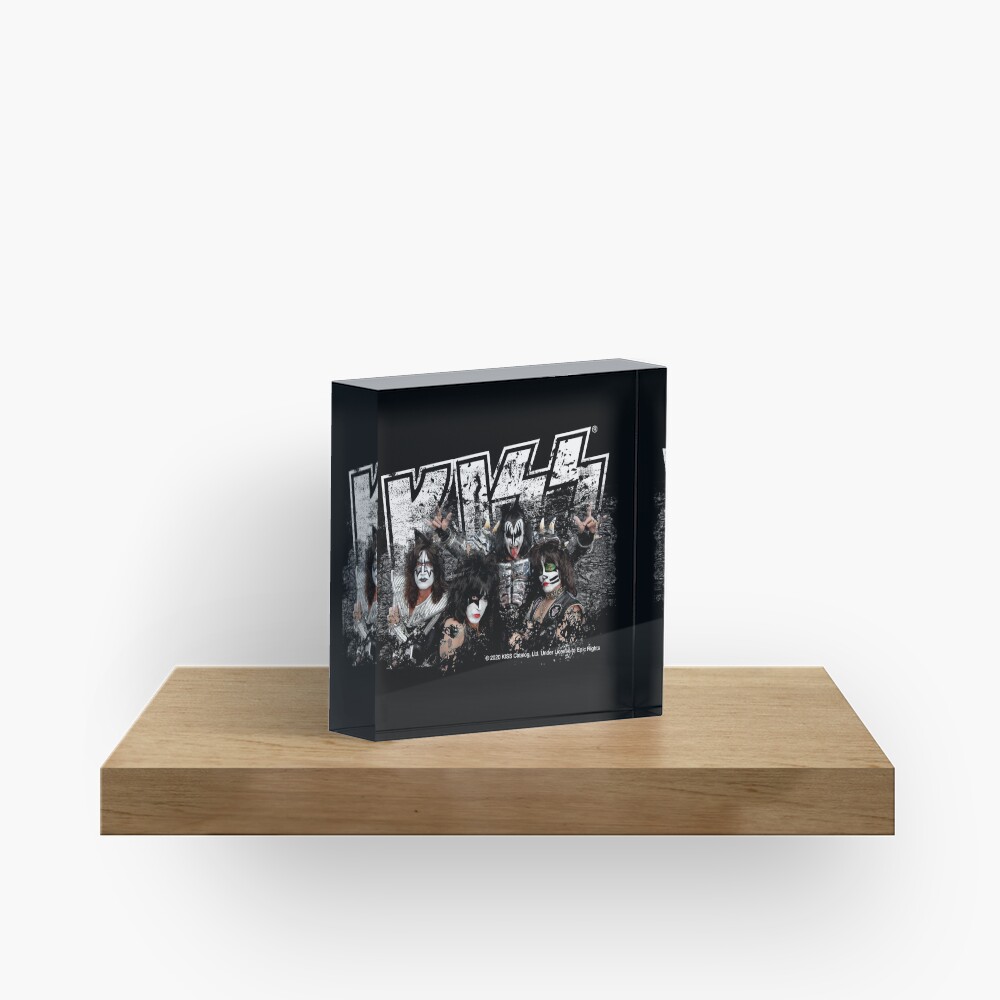 KISS rock music band - Black White Effect Logo and All Membersk music band Acrylic Block