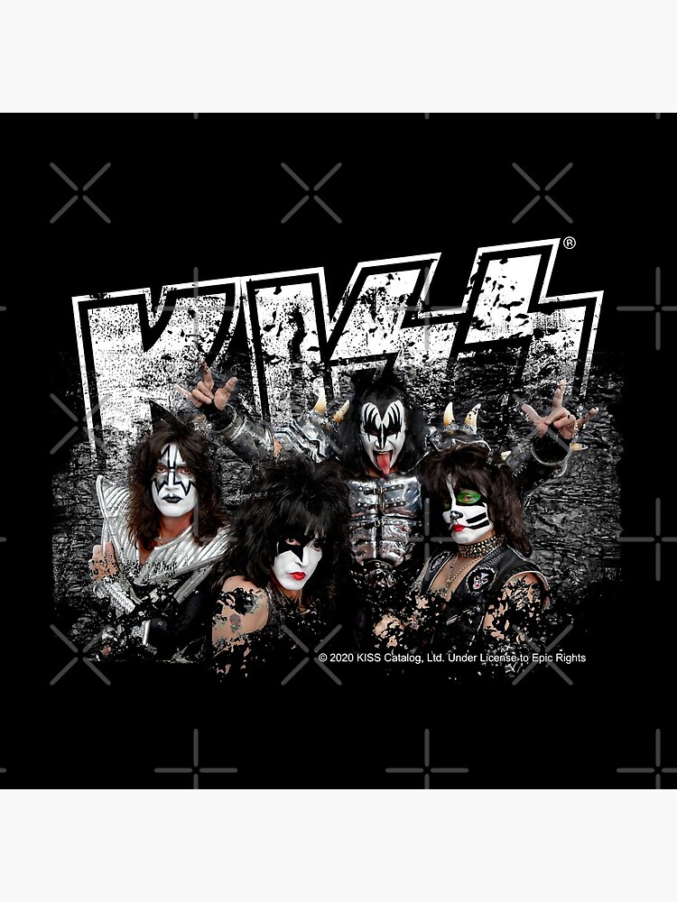 KISS rock music band - Black White Effect Logo and All Membersk music band by musmus76