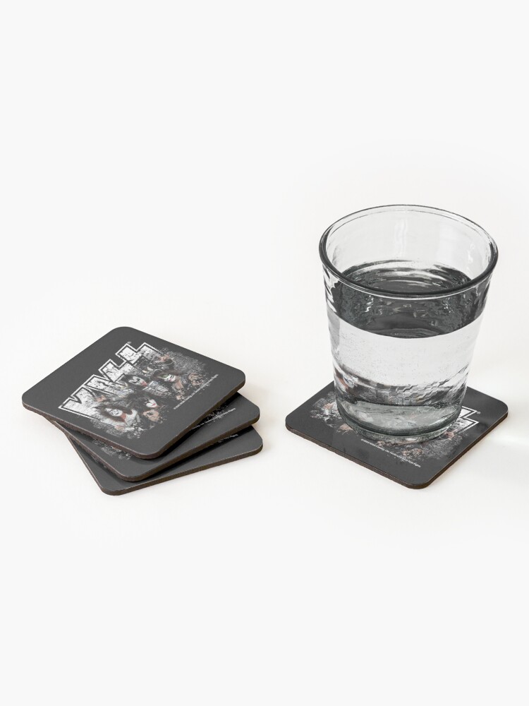 Alternate view of KISS rock music band - Black White Effect Logo and All Membersk music band Coasters (Set of 4)
