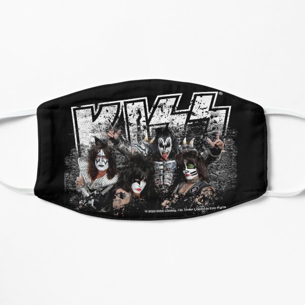 KISS rock music band - Black White Effect Logo and All Membersk music band Mask