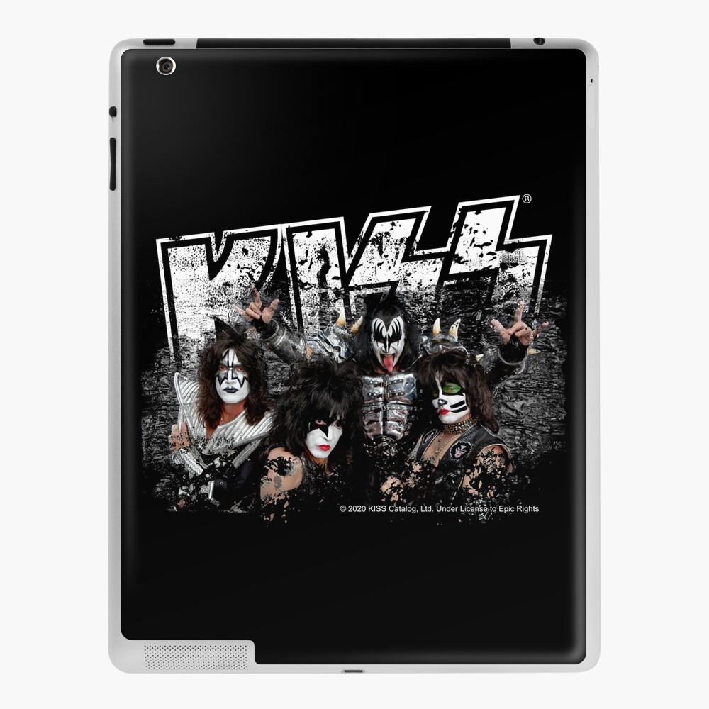 KISS rock music band - Black White Effect Logo and All Membersk music band iPad Case & Skin