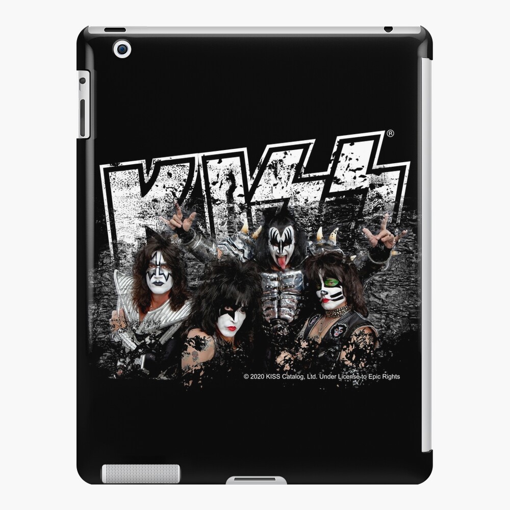 KISS rock music band - Black White Effect Logo and All Membersk music band iPad Case & Skin
