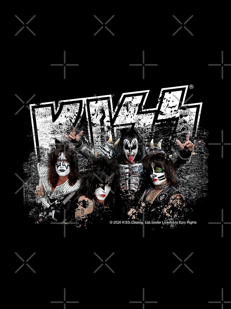KISS rock music band - Black White Effect Logo and All Membersk music band by musmus76