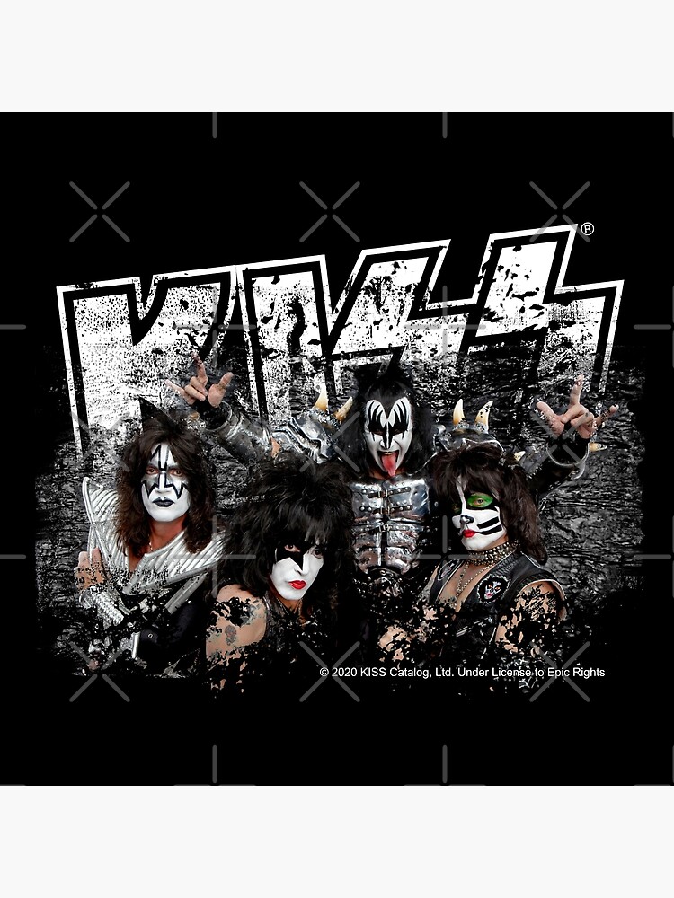 KISS rock music band - Black White Effect Logo and All Membersk music band by musmus76