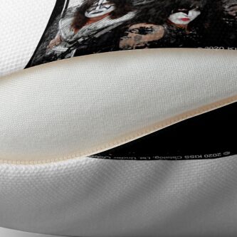 Alternate view of KISS rock music band - Black White Effect Logo and All Membersk music band Throw Pillow