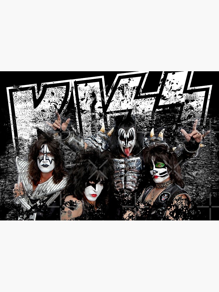 KISS rock music band - Black White Effect Logo and All Membersk music band by musmus76