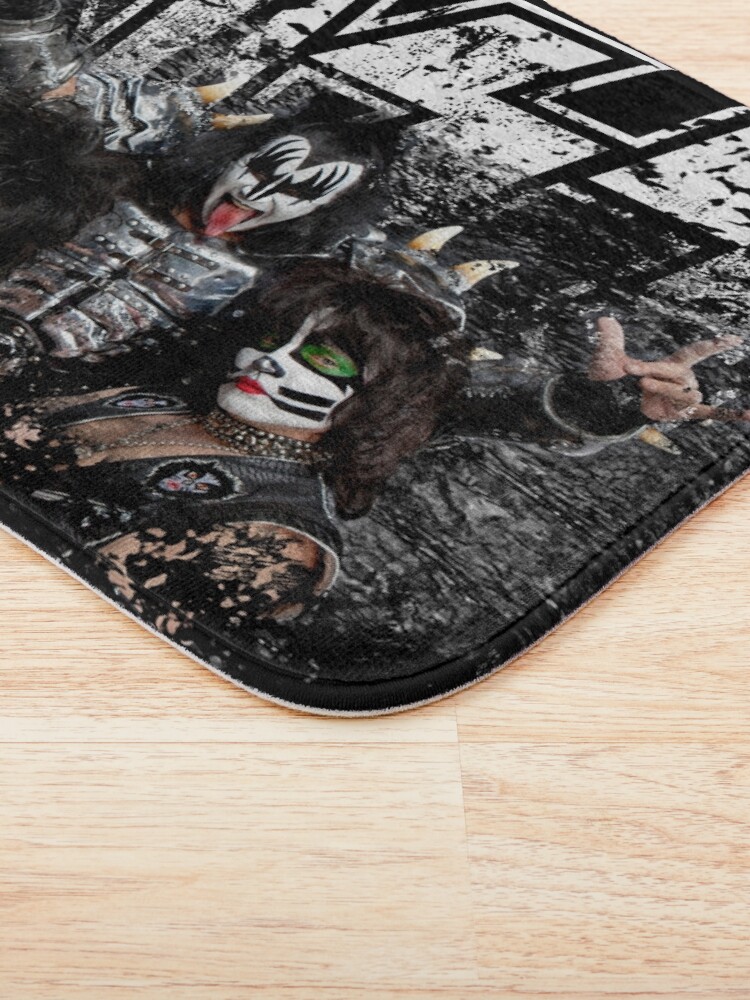 Alternate view of KISS rock music band - Black White Effect Logo and All Membersk music band Bath Mat