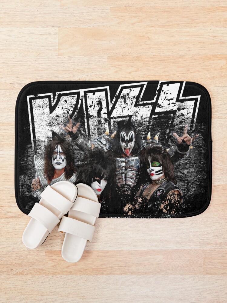 Alternate view of KISS rock music band - Black White Effect Logo and All Membersk music band Bath Mat