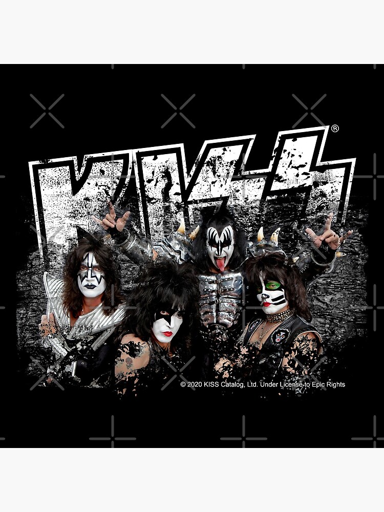 KISS rock music band - Black White Effect Logo and All Membersk music band by musmus76