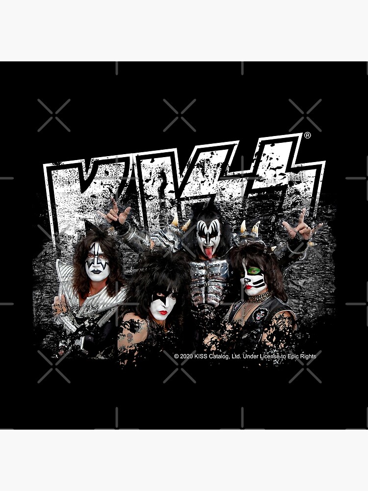 KISS rock music band - Black White Effect Logo and All Membersk music band by musmus76
