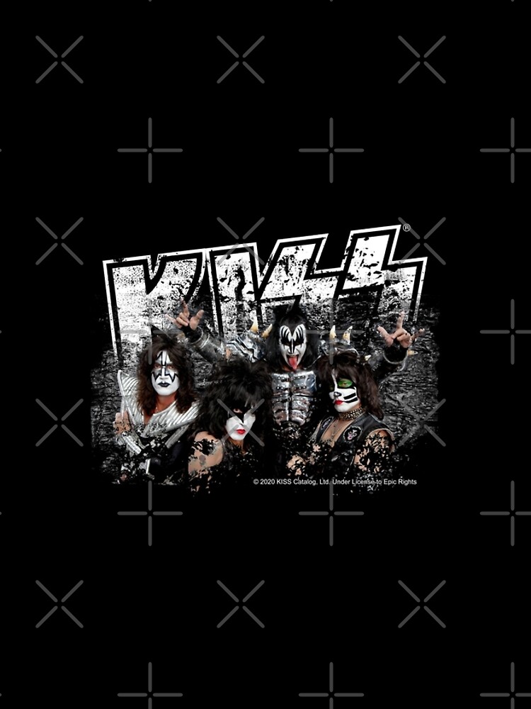 KISS rock music band - Black White Effect Logo and All Membersk music band by musmus76