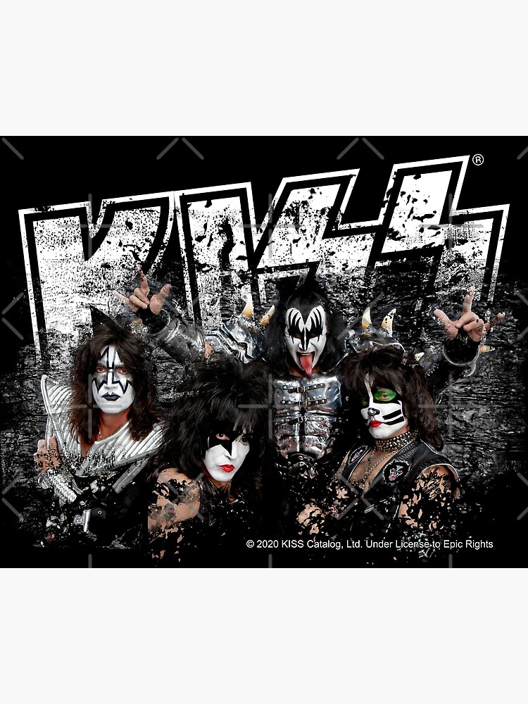 KISS rock music band - Black White Effect Logo and All Membersk music band by musmus76