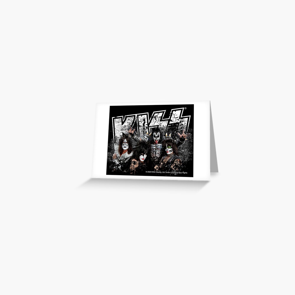 KISS rock music band - Black White Effect Logo and All Membersk music band Greeting Card