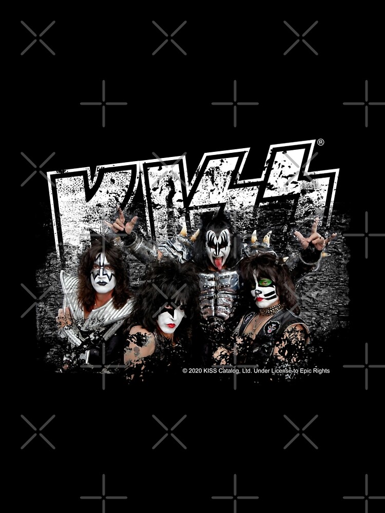 KISS rock music band - Black White Effect Logo and All Membersk music band by musmus76