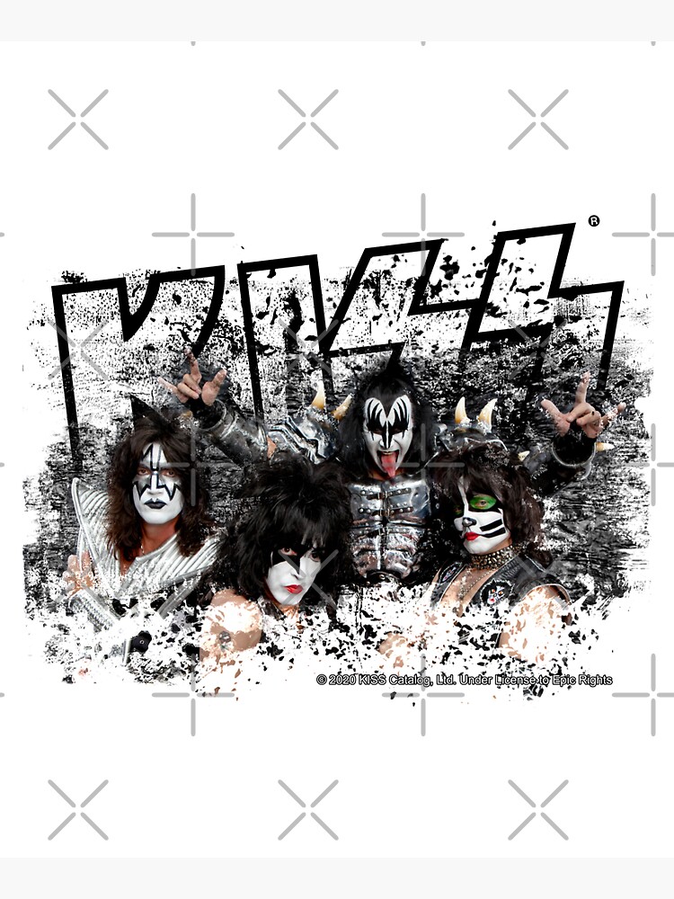 KISS rock music band - Black White Effect Logo and All Membersk music band by musmus76